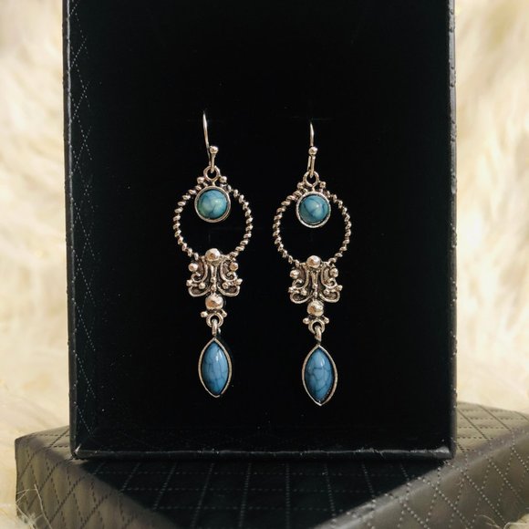 925 Vintage Turquoise Boho Earrings - Picture 5 of 9